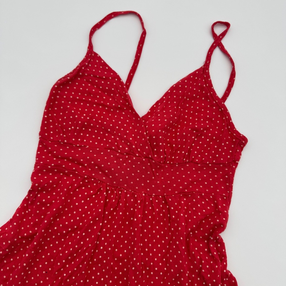 Vintage Lola Red Polka Dot Babydoll Camisole Top V-Neck Empire Waist Rayon Small - Picture 2 of 6